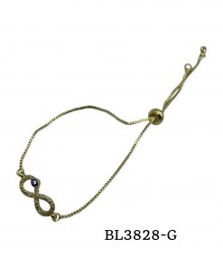 Bracelet-evil eye on infinity pull cord gold or silver